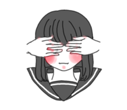 black hair shy girl sticker #7860224