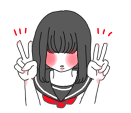 black hair shy girl sticker #7860225