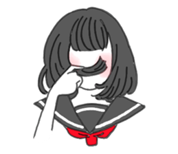 black hair shy girl sticker #7860226