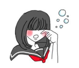 black hair shy girl sticker #7860227