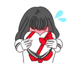 black hair shy girl sticker #7860228