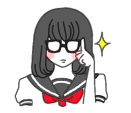 black hair shy girl sticker #7860229