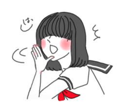 black hair shy girl sticker #7860230