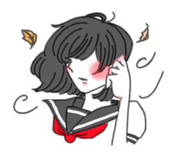 black hair shy girl sticker #7860231