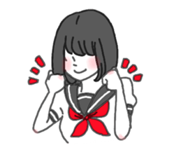 black hair shy girl sticker #7860232