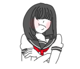 black hair shy girl sticker #7860233