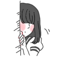 black hair shy girl sticker #7860234