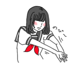 black hair shy girl sticker #7860236