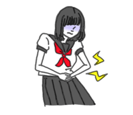 black hair shy girl sticker #7860237