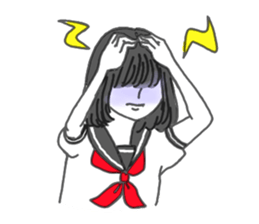 black hair shy girl sticker #7860238