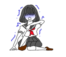 black hair shy girl sticker #7860240