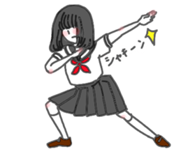 black hair shy girl sticker #7860241