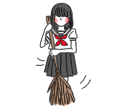 black hair shy girl sticker #7860242
