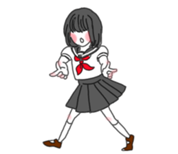 black hair shy girl sticker #7860243