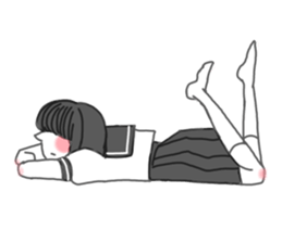 black hair shy girl sticker #7860246