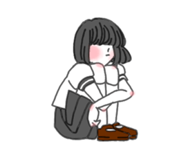 black hair shy girl sticker #7860247