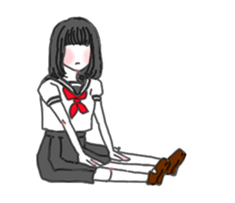 black hair shy girl sticker #7860248