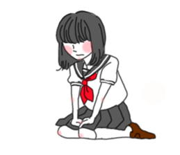 black hair shy girl sticker #7860249