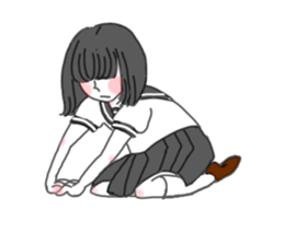 black hair shy girl sticker #7860250