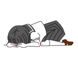 black hair shy girl sticker #7860251