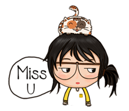 Miss.Glasses and her cat (EN) sticker #7868052