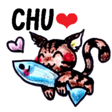 The coloring pencil pretty cat sticker #7871906