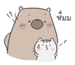 Mr. bear and his cutie cat 2 sticker #7873150