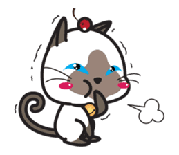 Siamese Cat mischievous fun by Kanomko sticker #7897909