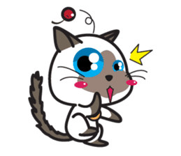 Siamese Cat mischievous fun by Kanomko sticker #7897912