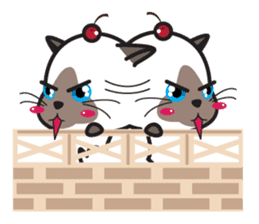 Siamese Cat mischievous fun by Kanomko sticker #7897913