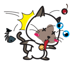 Siamese Cat mischievous fun by Kanomko sticker #7897921