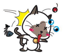 Siamese Cat mischievous fun by Kanomko sticker #7897921