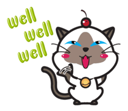 Siamese Cat mischievous fun by Kanomko sticker #7897926
