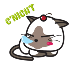 Siamese Cat mischievous fun by Kanomko sticker #7897939