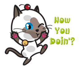 Siamese Cat mischievous fun by Kanomko sticker #7897941