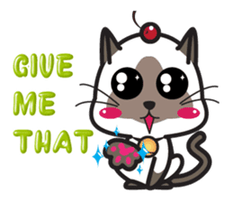 Siamese Cat mischievous fun by Kanomko sticker #7897942