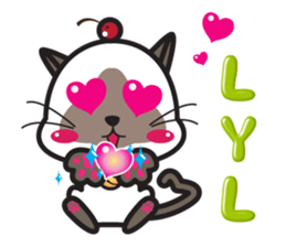 Siamese Cat mischievous fun by Kanomko sticker #7897944