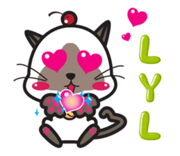 Siamese Cat mischievous fun by Kanomko sticker #7897944