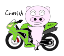 Pig became a rider sticker #7923445