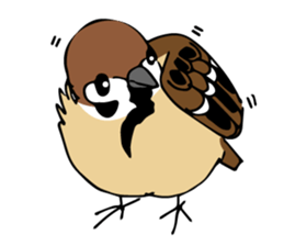Pooh of sparrow, Fluffy daily sticker #7928994