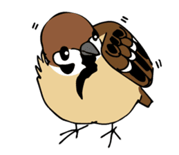 Pooh of sparrow, Fluffy daily sticker #7928994