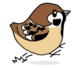 Pooh of sparrow, Fluffy daily sticker #7929001