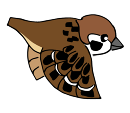 Pooh of sparrow, Fluffy daily sticker #7929002