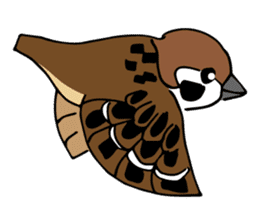 Pooh of sparrow, Fluffy daily sticker #7929002
