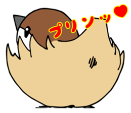 Pooh of sparrow, Fluffy daily sticker #7929010