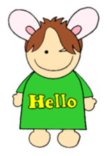 Greetings sticker of rabbit ear family sticker #7934061