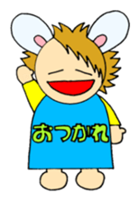 Greetings sticker of rabbit ear family sticker #7934064