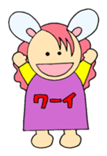 Greetings sticker of rabbit ear family sticker #7934066