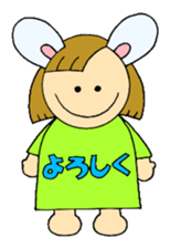 Greetings sticker of rabbit ear family sticker #7934067