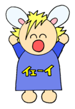 Greetings sticker of rabbit ear family sticker #7934069